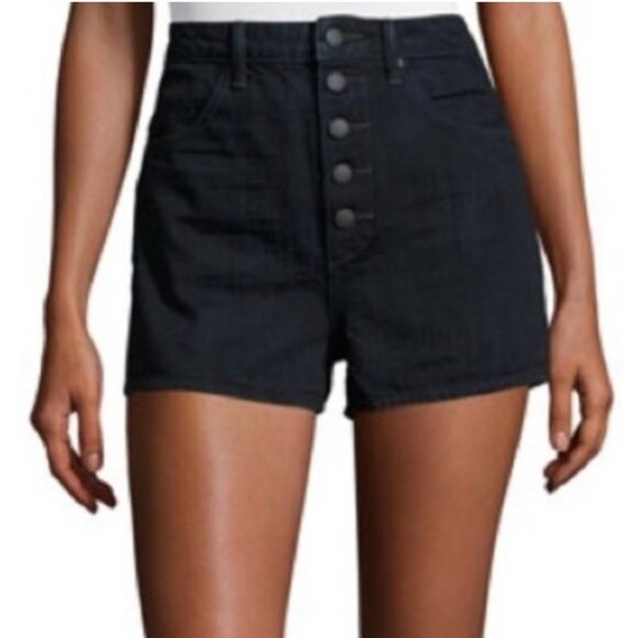 Helmut Lang Denim High Rise Button Fly Dark Wash Jean Shorts Designer Luxury 24 - Picture 1 of 7